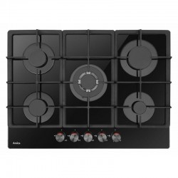 Amica PGCA7101ApB plinska ploča za kuhanje, 5 x plin, Wok, 70 cm, staklokeramika, crna