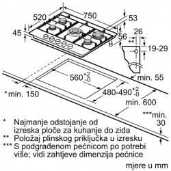 Bosch PCR7A5M90 plinska ploča za kuhanje