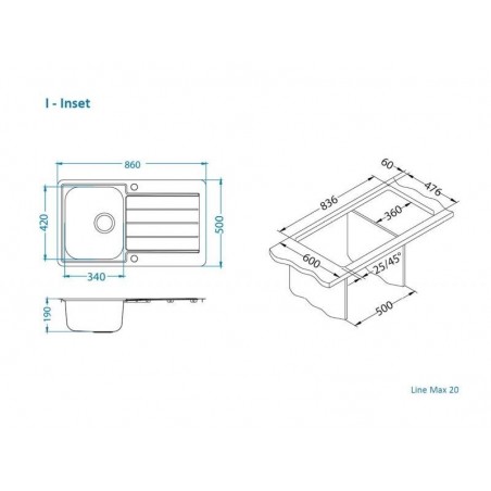 Alveus LINE MAX 20 sudoper,satin
