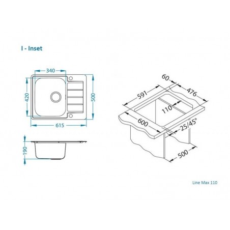 Alveus LINE MAX 110 sudoper,satin
