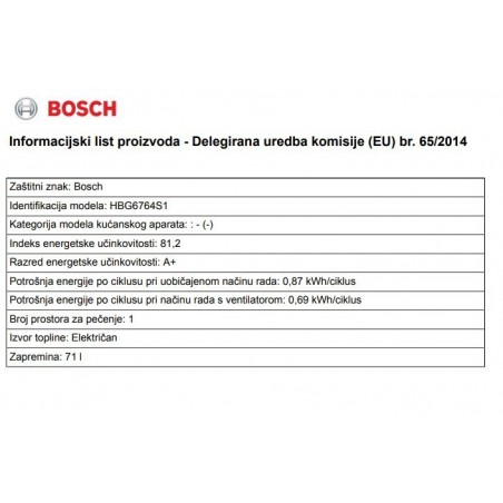 Bosch HBG6764S1 ugradbena pećnica