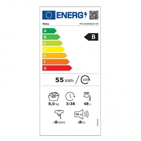 Midea MF100W80B/W-HR perilica rublja 8kg