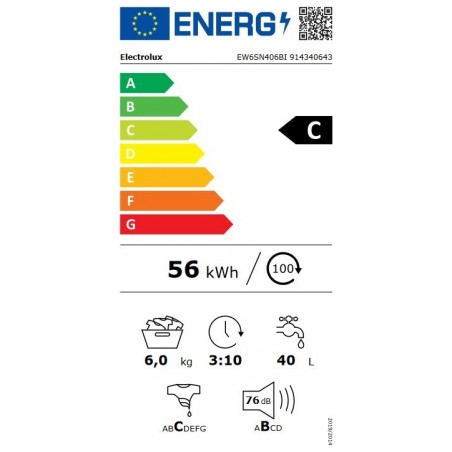 Electrolux EW6SN406BI PerfectCare 600 Slim perilica rublja kapaciteta 6 kg i 1000 okretaja