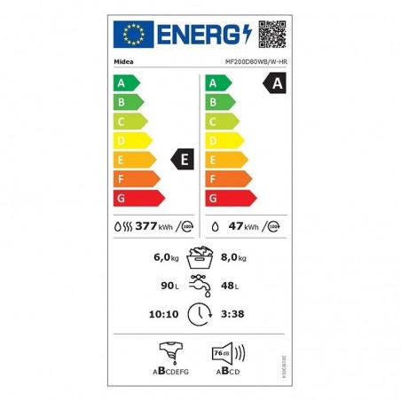 Midea MF200D80WB/W-HR perilica rublja sa sušilicom