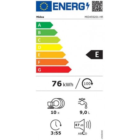 Midea MID45S201 ugradbena perilica posuđa 45cm