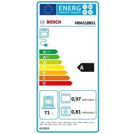 Bosch HRA518BS1 Pećnica s funkcijom dodavanja pare 60 x 60 cm Nehrđajući čelik