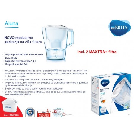 BRITA ALUNA MEMO bijela  vrč za filtraciju vode + 2 filtera