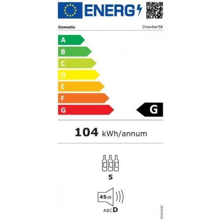 Dometic 5B DRAWBAR ugradbeni hladnjak za vino, 5 boca, crna staklena vrata