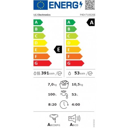 LG F4DV710S2SE 10,5/7 kg, max. 1400 okr./min., Eco Hybrid™ perilica rublja sa sušilicom, TurboWash™360, AI DD™, WiFi