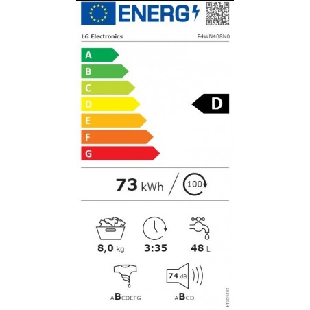 LG F4WN408N0 perilica rublja 8 kg