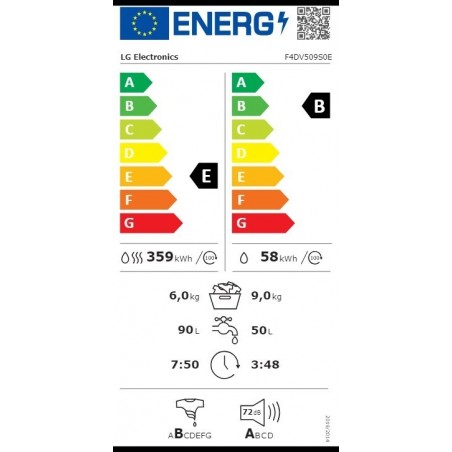 LG F4DV509S0E perilica rublja sa sušilicom,9/6 kg, max. 1400 okr./min,TurboWash™, AI DD