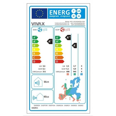 VIVAX COOL, klima uređaji, ACP-12CH35AEQIs R32 - inv., 3.81k