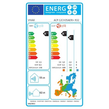 VIVAX COOL, klima uređaji, ACP-12CH35AERI+ R32 SILVER + WiFi