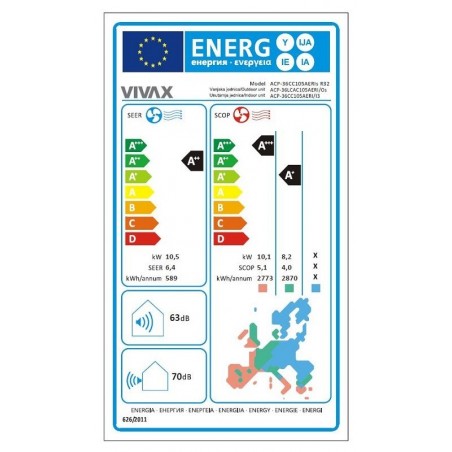 VIVAX COOL, kazetna klima, ACP-36CC105AERI+ R32