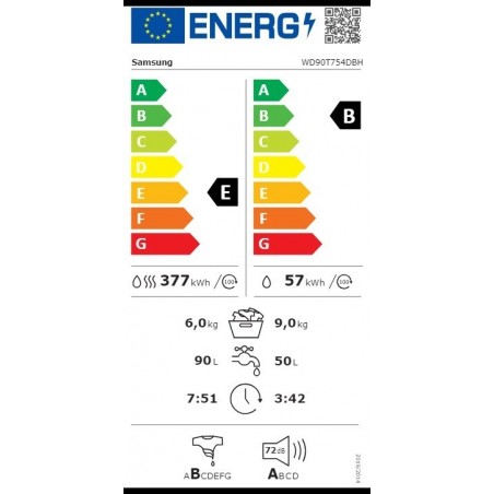 Samsung WD90T754DBH/S7 Combo perilica sa sušilicom rublja s Eco Bubble™ i QuickDrive™ tehnologijama, 9 kg