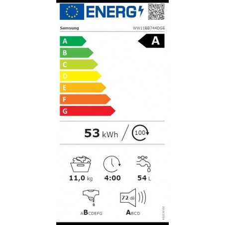 Samsung WW11BB744DGES7 Perilica rublja s prednjim punjenjem i tehnologijama Ecobubble™ i AI Wash