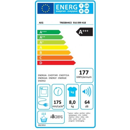 AEG TR838H4CE sušilica rublja 8kg + Dm darovna kartica