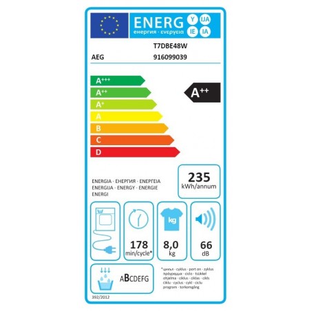 AEG T7DBE48W sušilica rublja