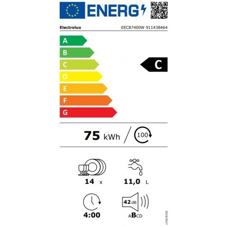 Electrolux EEC87400W ComfortLift perilica posuđa (integrirana) s AirDry tehnologijom