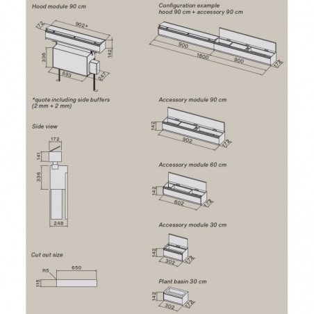 Falmec Monolith  90 cm  Crna 800 m³/h, modularna napa 8034122364698