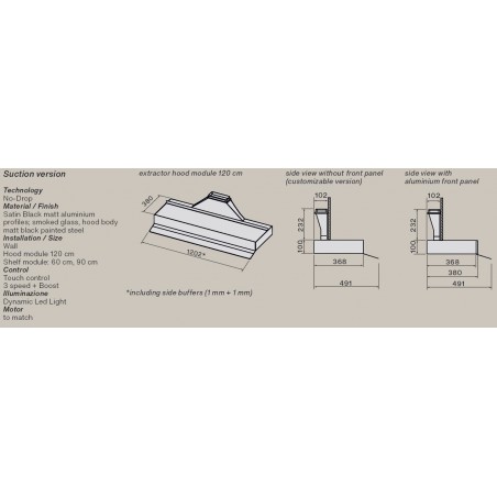 Falmec Shelf napa 120 cm (izvlačna verzija) Crna