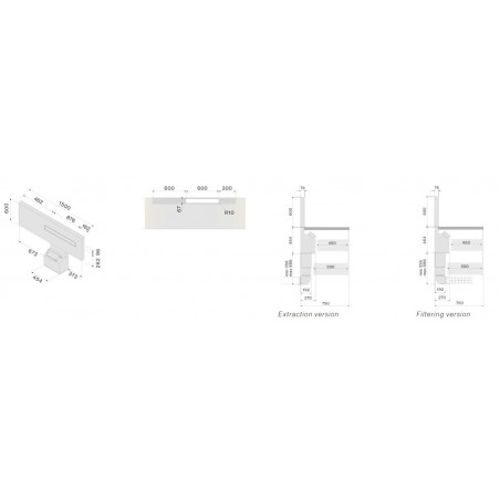 Falmec Air Wall Modul panel 150 cm bijeli,  usisni element desno  (bez motora)