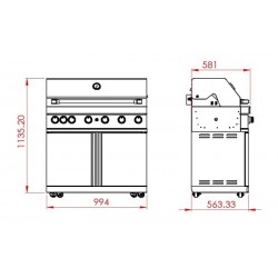 MyOutdoorKitchen samostojeći plinski roštilj s 6 plamenika i infracrvenim grijačem