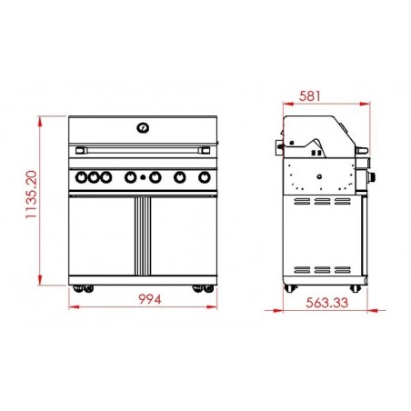 MyOutdoorKitchen samostojeći plinski roštilj s 6 plamenika i infracrvenim grijačem