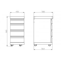 MyOutdoorKitchen Inox ladičar širine 43 cm