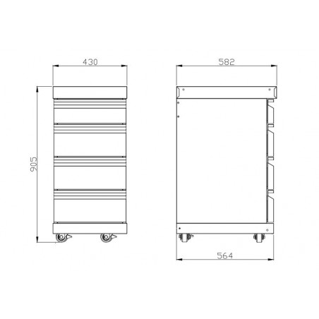 MyOutdoorKitchen Inox ladičar širine 43 cm