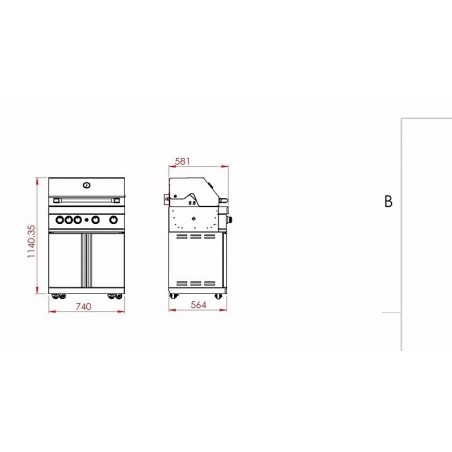 MyOutdoorKitchen crni samostojeći plinski roštilj s 4 plamenika i infracrvenim grijačem