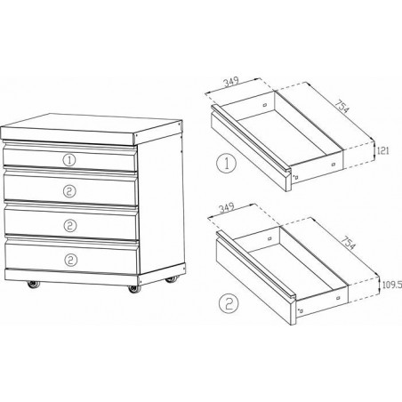 MyOutdoorKitchen crni inox ladičar širine 83 cm