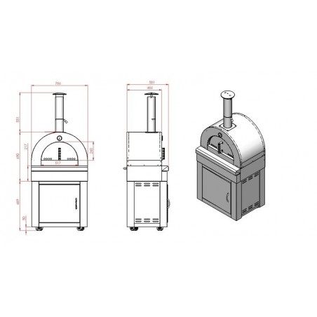 MyOutdoorKitchen Pizza peć na drva crna