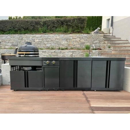 MyOutdoorKitchen roštilj s dvostrukim plamenikom crni inox