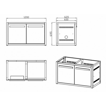 Nordic linija osnovni modul 120 cm s vratima (za 2 uređaja)