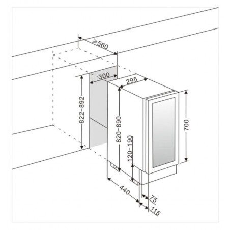mQuvee WCS30ABPS-700 podpultni hladnjak za vino