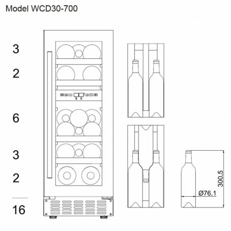 mQuvee WCD30S-700 podpultni hladnjak za vino