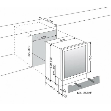 mQuvee WCD60AB-700 podpultni hladnjak za vino