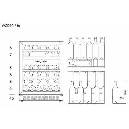 mQuvee WCD60S-780 podpultni hladnjak za vino