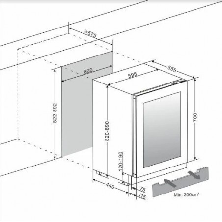 mQuvee WCD60FGBP-700 podpultni hladnjak za vino