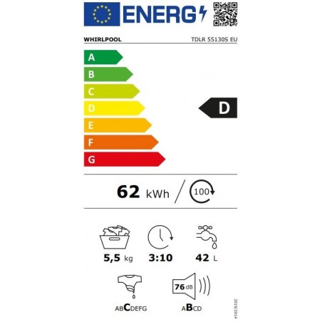 Whirlpool TDLR 55130S EU perilica rublja gornje punjenje 5,5kg