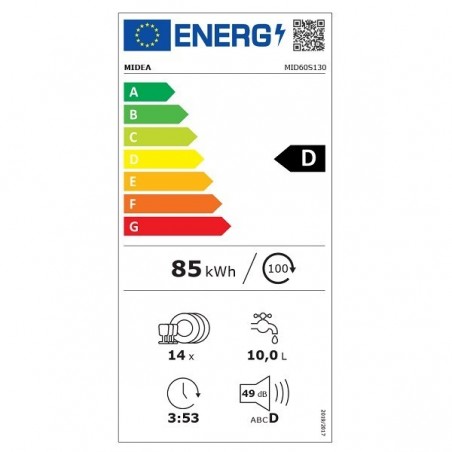 Midea MID60S130 ugradbena perilica posuđa