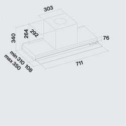 Falmec VIRGOLA NO-DROP TOUCH 75 black 800 m 3 /h ugradbena napa 8034122365503