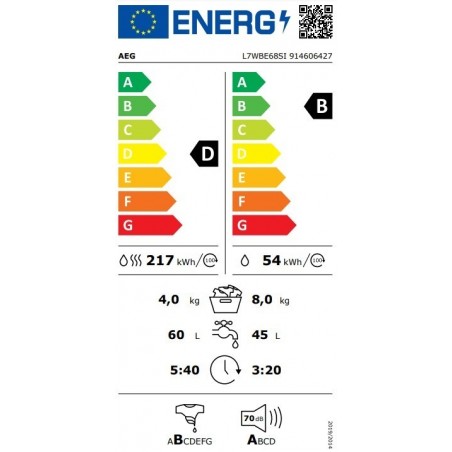 AEG L7WBE68SI ugradbena perilica rublja sa sušilicom 8/4