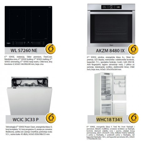 Whirlpool ugradbeni set uređaja WL S7260 NE + AKZM 8480 IX + WCIC 3C33 P + WHC18 T341