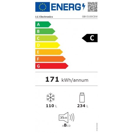 LG GBV3100CSW samostojeći hladnjak s zamrzivačem