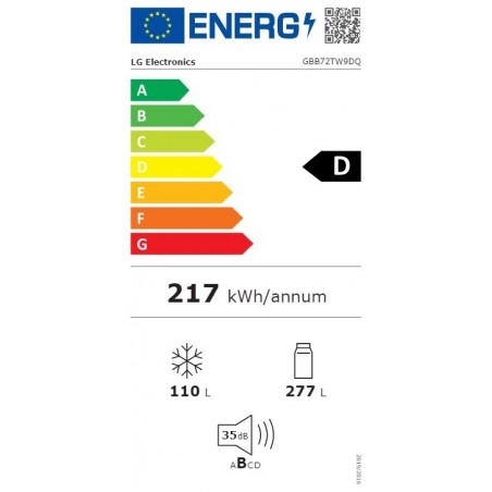 LG GBB72TW9DQ samostojeći hladnjak sa zamrzivačem