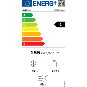 Hisense RB390N4BFC kombinirani hladnjak