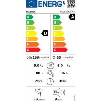 Hisense WD3S8043BW3 Perilica-sušilica rublja