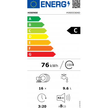 Hisense HV693C60AD ugradbena perilica posuđa